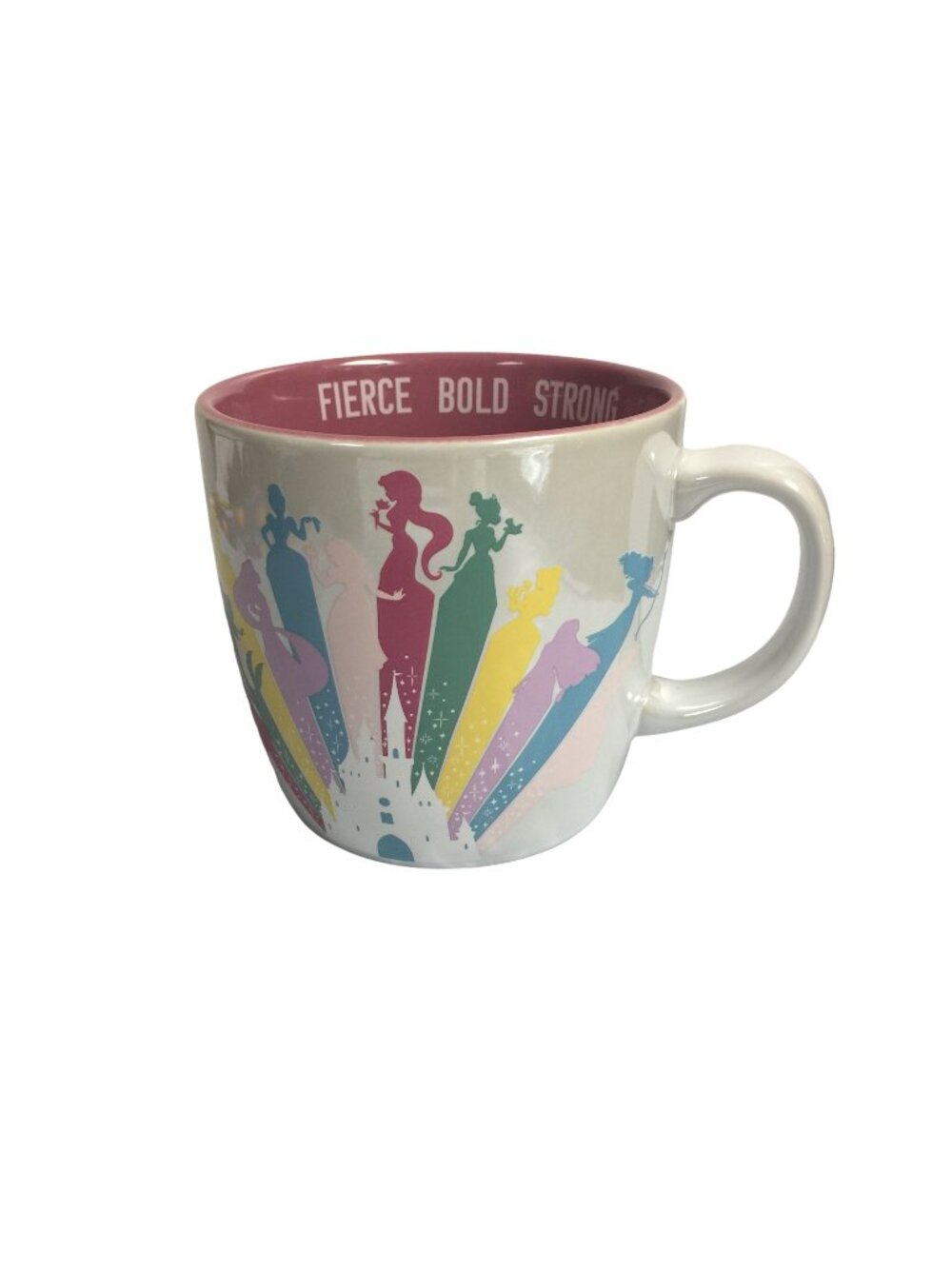 Disney Parks Princess FIERCE BOLD STRONG Lustre Mug Pink Interior